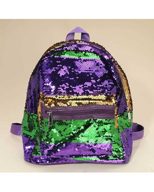 Fashnzfab Mardi Gras Sequin Backpack Bag - Purple