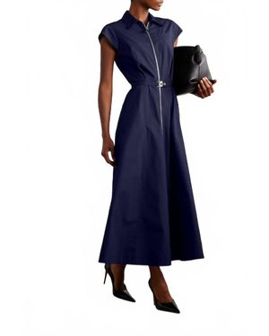Brandon Maxwell Jace Short Sleeve Collared Dress - Blue