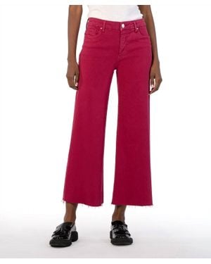 Kut From The Kloth Meg High Rise Fab Ab Wide Leg Raw Hem Jeans - Red