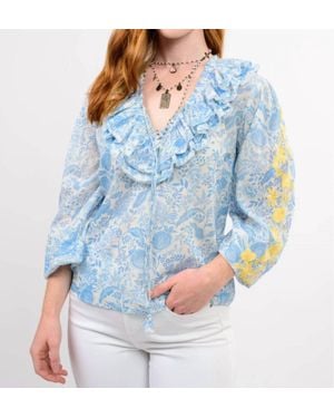 Sister Mary Vivian Floral Top - Blue