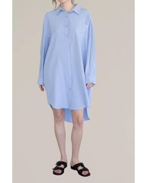 Things Between Striped Button Down Shirtdress - Blue