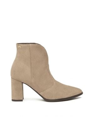 Nero Giardini Velour High Heel Ankle Bootie - Natural