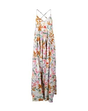 Black Coral Long Dress Cotton - White