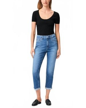 PAIGE High Rise Brigitte Raw Hem Cuff Jeans - Blue