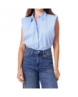Habitual Sleeveless Shoulder Pad Shirt - Blue