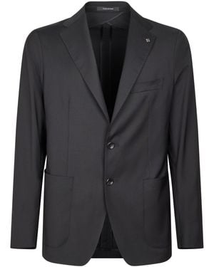 Tagliatore Tailored Virgin Wool Blazer With Metallic Lapel Pin - Black