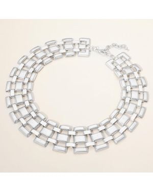Fashnzfab Chunky Geometric Metal Link Collar Necklace - Metallic