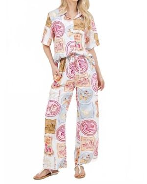 Sundayup Stamp My Passport Top & Pant Set - Red