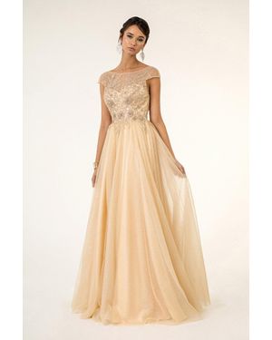 TRUEDAMES Pageant A-Line Formal Dress - Natural