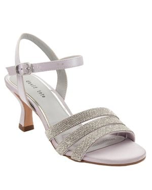 David Tate Trio Sandals Satin Embellished Spool Heel Zogg3789 - Metallic