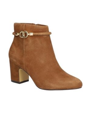 Bella Vita Diaz Boots Leather Block Heel Ankle Booties Hawk1767 - Brown