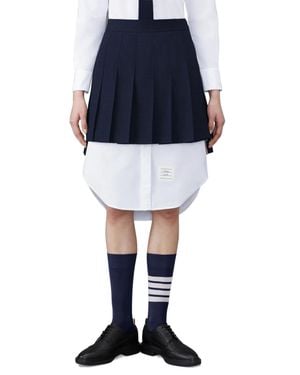 Thom Browne Thigh-Length Pleated Skirt With Dropped Back Design - Blue