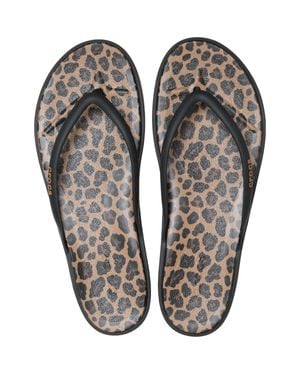 Crocs™ Miami Round Toe Animal Flip - Black