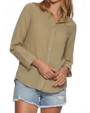 Flag & Anthem Marne Long Sleeve Split Back Woven Shirt - Natural