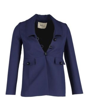 Mulberry Buttoned Polyester Collared Jacket - Blue