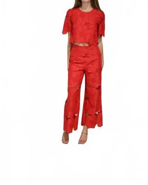 Never A Wallflower 1/2 Sleeve Crop Top - Red