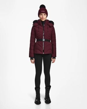 Rudsak Mikky M Matte Quilted Light Down Puffer With Removable Faux Fur - Red