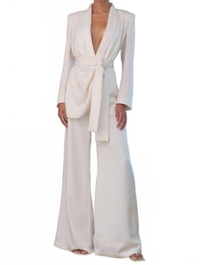Misha Liam Shawl Collar Top - White