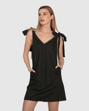 Belle & Bloom Burning Love Tie Shoulder Mini Dress - Black