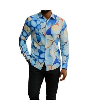 Mizumi Couture Patterned Long Sleeves Shirt - Blue