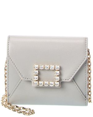 Roger Vivier Leather Wallet On Chain - Gray