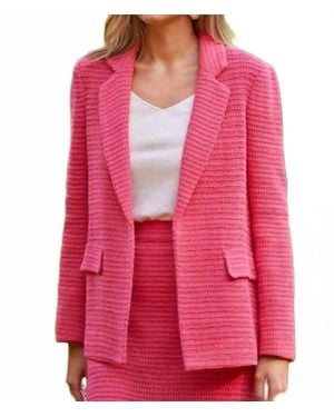 Skies Are Blue Long Sleeve Crochet Blazer - Red