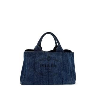 Prada Canapa Denim Tote Bag - Blue