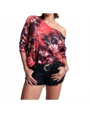 One Teaspoon Dukes Low Waist Mini Denim Shorts - Red