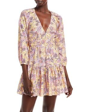 A.L.C. Isla V-Neck Long Sleeve Mini Dress - Pink