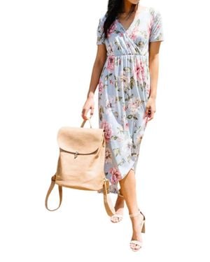Now N Forever Floral Faux Wrap Maxi Dress - Blue
