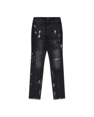 RTA Clayton Distressed Paint Skinny Jeans - Black