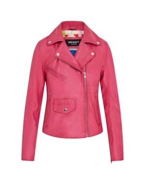 TruClothing Real Leather Brando Style Biker Jacket - Pink