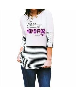 Gameday Couture Tcu Button-Lace Top - White