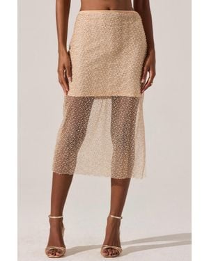 Astr Messina Pearl Embellished Midi Skirt - Natural