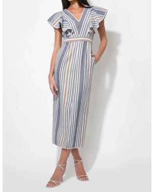 Adelyn Rae Etta Flutter Sleeve Maxi Dress - Blue