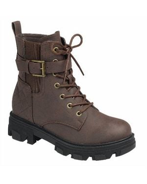 Forever Link Cherry-38 Combat Boots - Brown