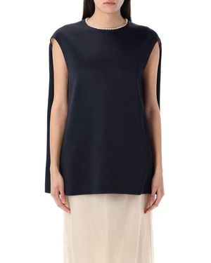 Carven Cocoon Top With Mock-Pearls Trim - Blue