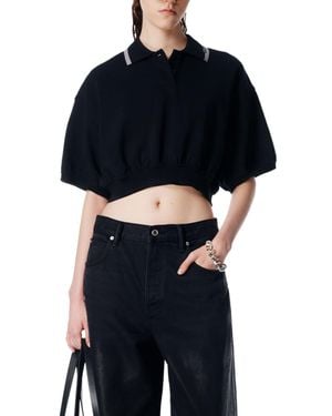 Alexander Wang Cropped Polo Shirt With Cinched Hem - Blue