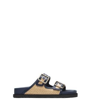 Birkenstock Natural Raffia Arizona-Tone Sandals - Black
