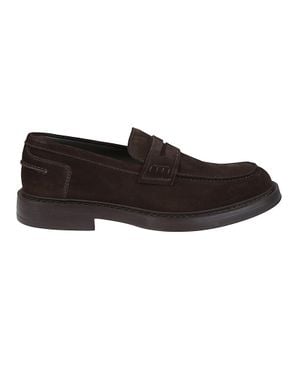 Doucal's Punny Adler Calfskin Penny Loafers - Black