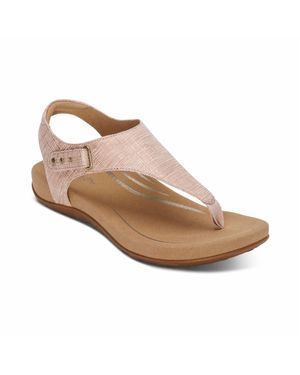 Aetrex Ellie Quarter Strap Thong Sandal - Natural