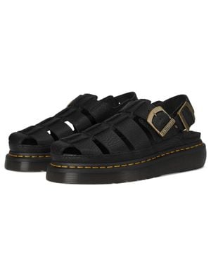 Dr. Martens Wrenlie Sandals Leather Wedge Fisherman Zogg3049 - Black