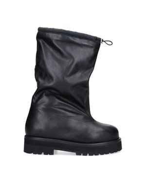 PDF Slouched Drawstring Matte Boots - Black