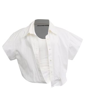 Alexander Wang Cropped Layered And Ribbed Jersey Blouse - White