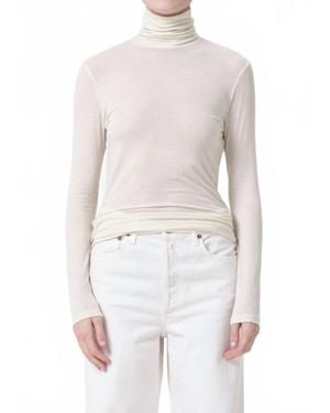 Agolde Pascale Turtleneck Long Sleeve Top - White