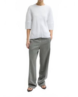 Tibi Plisse Hinged Short Sleeve Top - Gray