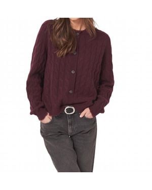 Repeat Cashmere Organic Cashmere Cable Knit With Fringes Cardigan - Red