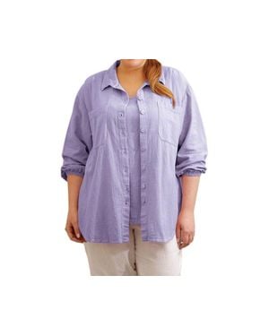 On The Plus Side Long Sleeve Button Up Shirt - Purple