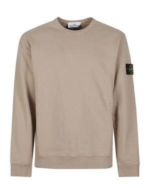 Stone Island Minimalist Sleeve Patch Cotton Sweatshirt - Natural