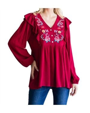 Jodifil Embroidered Babydoll Top